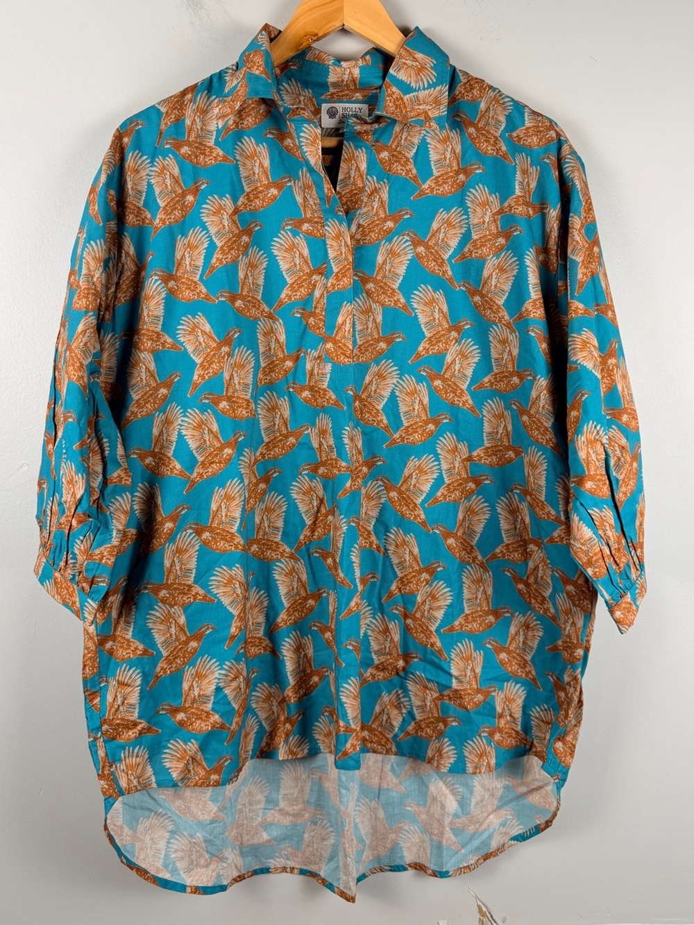 Holly Shae designs blue bird 3/4 length sleeves tunic top one size